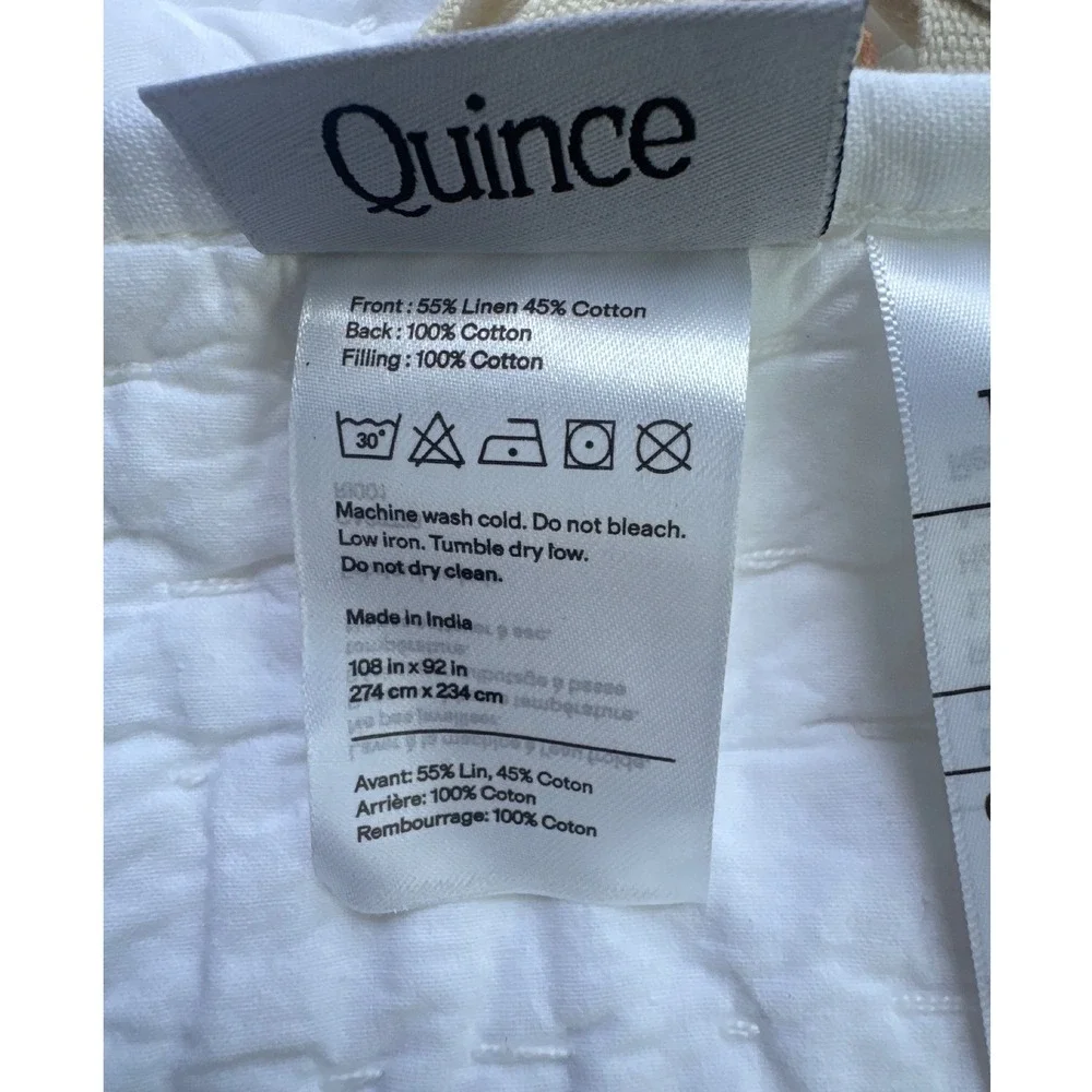 Quince Quilt Set King White Cotton Hand Stitched 2 Shams New